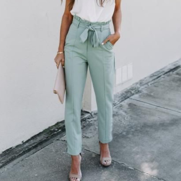 DO+BE Pants - Vici High Waisted Trouser- Sage